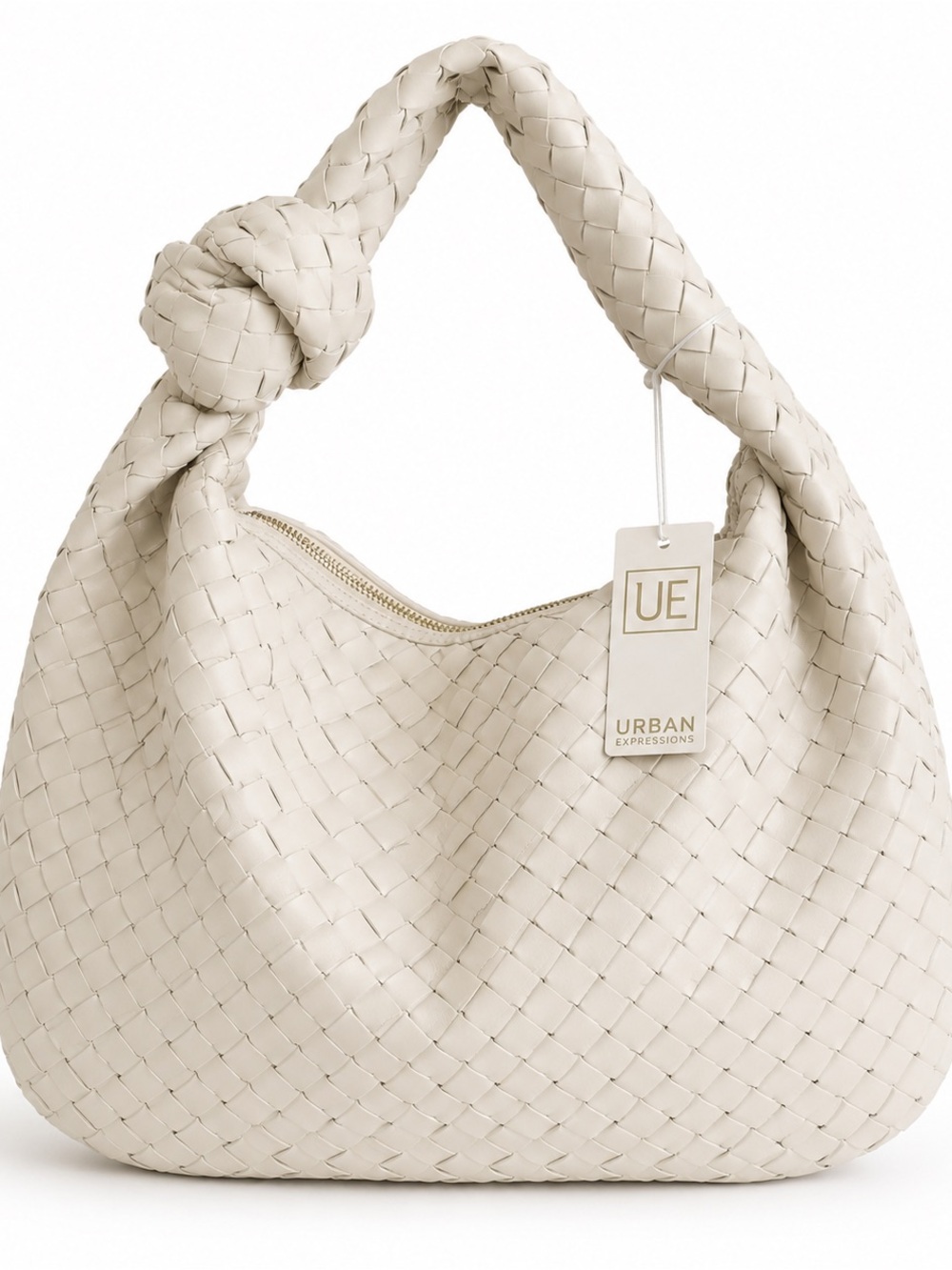 Urban Expressions Woven Vegan Leather Hobo Shoulder Bag – New With Tags Bone